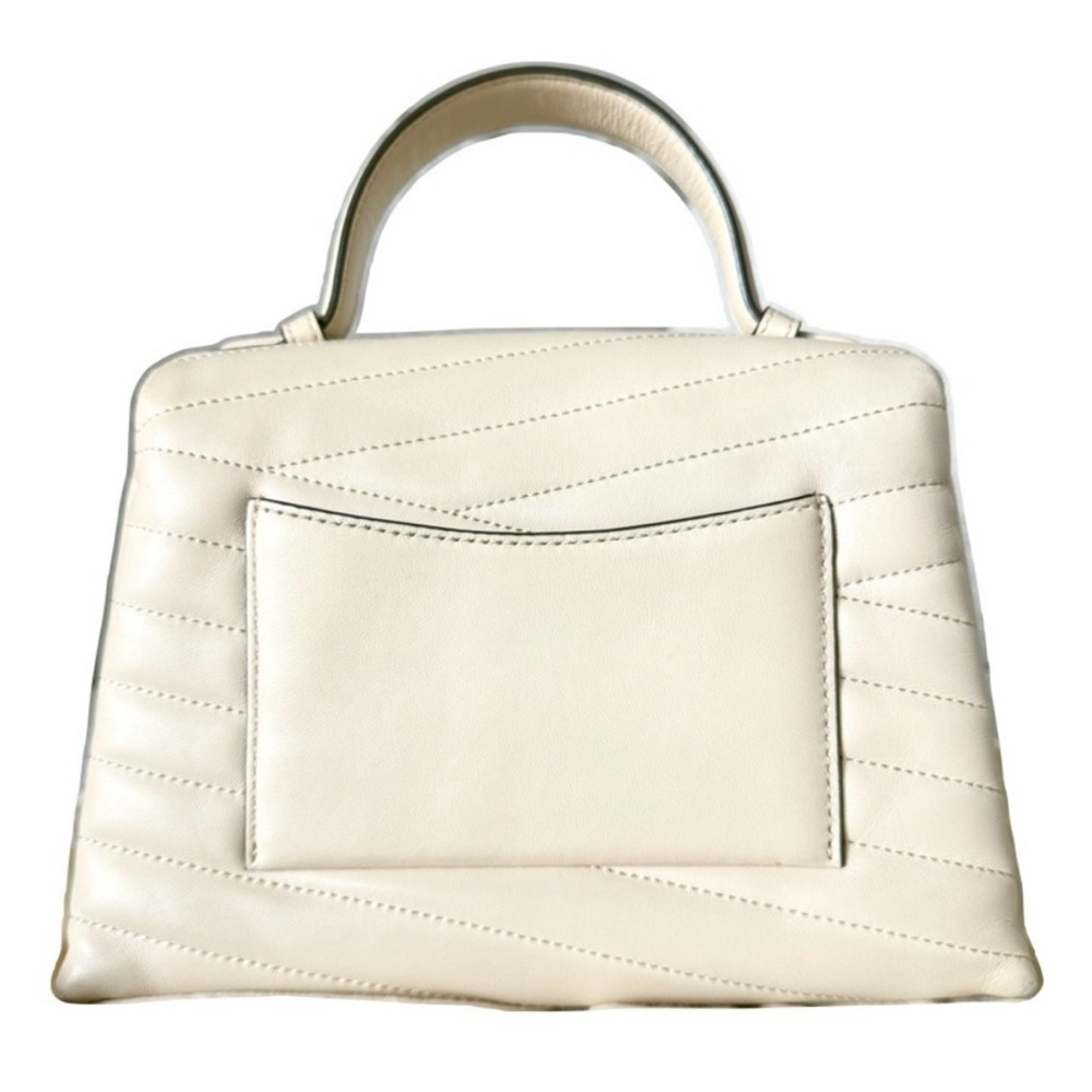 TORY BURCH Kira Chevron Top-Handle Satchel New Cream & Rolled Brass - Picture 5 of 8